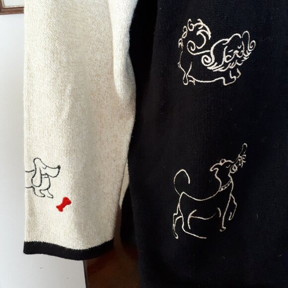 Sweater Coat for the Dog Lover - Sz. L - TanJay - Black /Cream - Picture 6 of 12